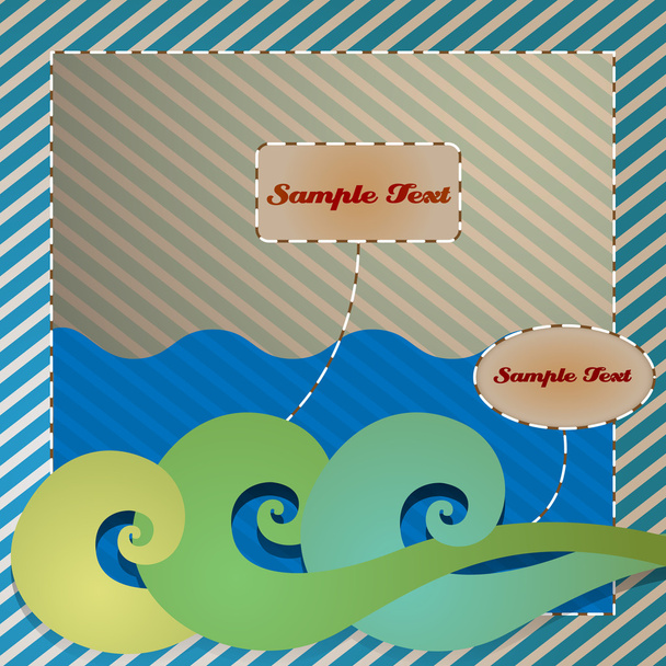 Vintage Beach Themed Greeting Card - Vector, Image