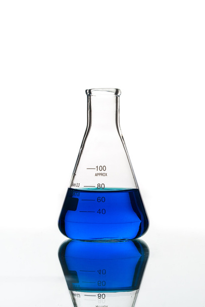 Test tubes blue liquid, Laboratory Glassware - Φωτογραφία, εικόνα