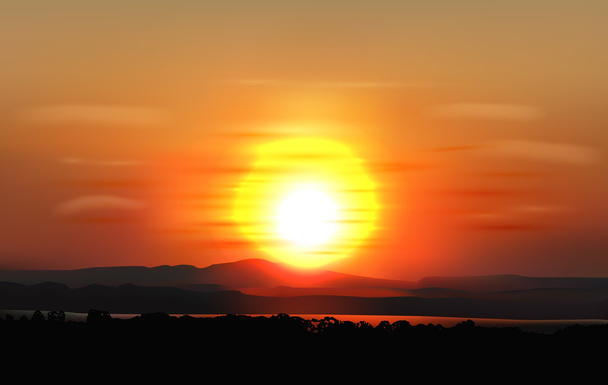 ベクトル夏雲と夕日 - ベクター画像