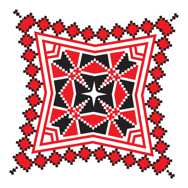 Εθνοτική στολίδι Μάνταλα γεωμετρικά σχέδια σε κόκκινο χρώμα - Διάνυσμα, εικόνα