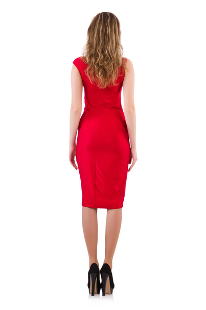 mujer joven en vestido rojo - Foto, Imagen