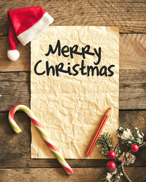 Letter for santa  with Santa  hat - Foto, Imagen