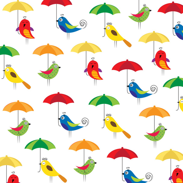 Πουλιά με ομπρέλες - Διάνυσμα, εικόνα