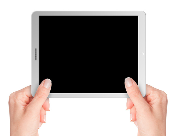 Tableta de computadora moderna con fondo en blanco
 - Foto, Imagen