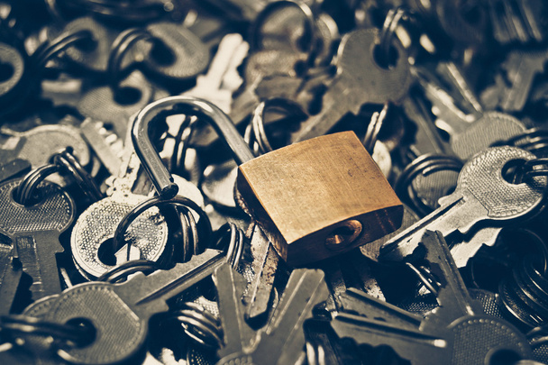 keys and unlock security lock - Photo, Image