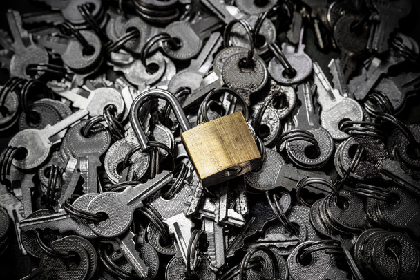 keys and unlock security lock - Photo, Image