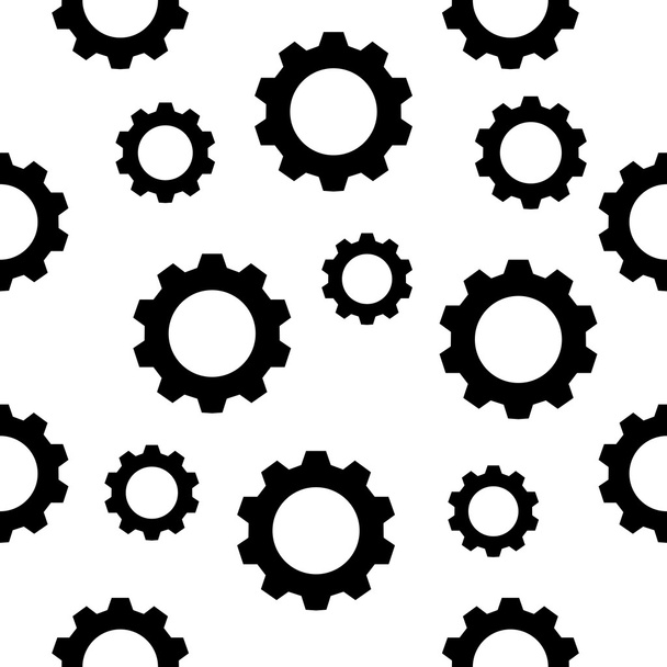 Seamless gear  pattern - black gears on white. Vector illustration. Eps 10 - ベクター画像