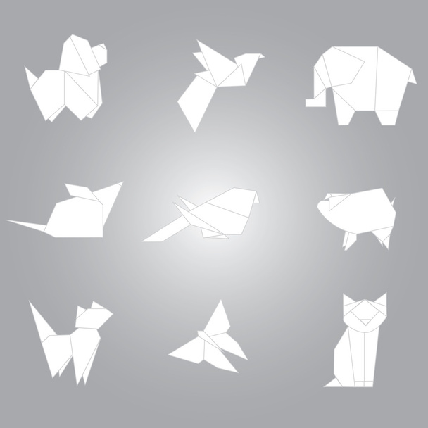 Origami állatok vector készlet a papír - Vektor, kép