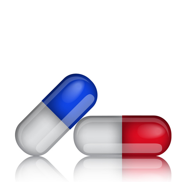 Синие и красные таблетки
 - Вектор,изображение