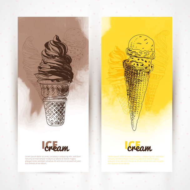 Hand drawn vector illustration with ice Cream.  - Вектор, зображення
