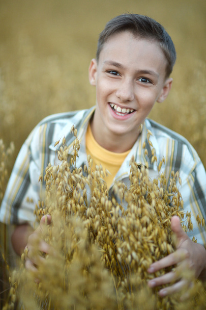 happy Boy in field - Φωτογραφία, εικόνα