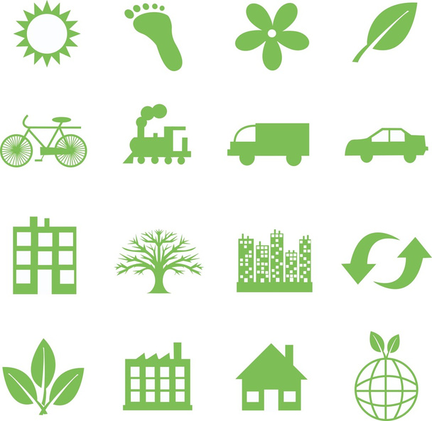 Green ecology icons - Vektör, Görsel