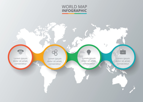 Vector world map with infographic elements. - Vetor, Imagem