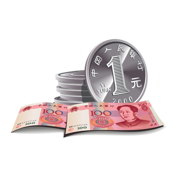 Банкноты и векторные монеты юаня, финансовая тема
 - Вектор,изображение