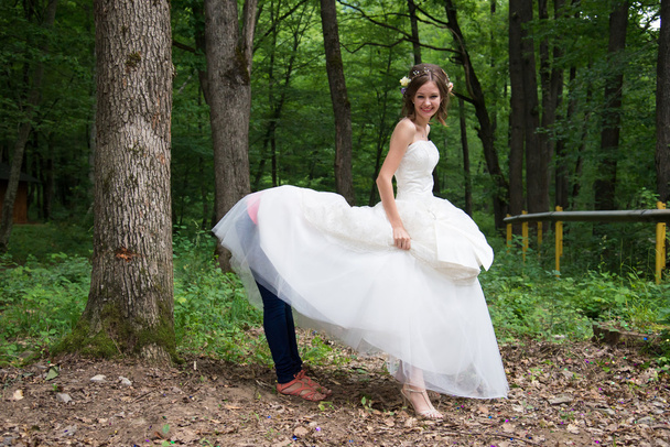 Funny Portrait of a cute bride - Foto, Imagen