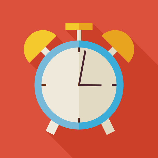 Flat Alarm Clock Illustration with long Shadow - Διάνυσμα, εικόνα