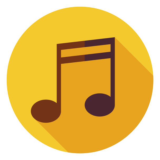 Flat Music Sign Circle Icon with Long Shadow - ベクター画像