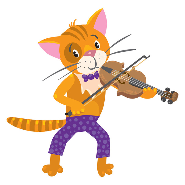 面白い猫がヴァイオリンを演奏します。 - ベクター画像