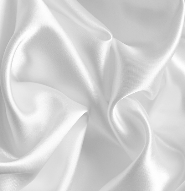 Smooth elegant white silk or satin texture as wedding background - Photo, image