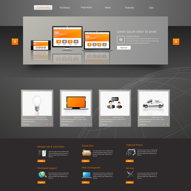 Web Design, elements, buttons, icons. Templates for website. - Vector, Image