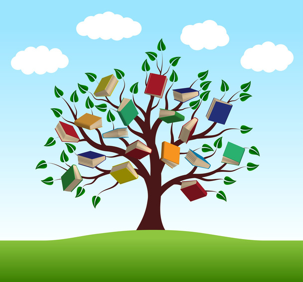Árbol del conocimiento con libros
 - Vector, Imagen