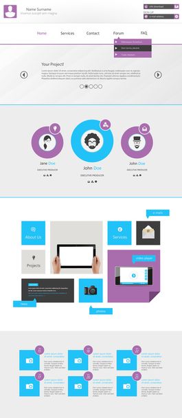 Flat Modern Website Template, One page Design - Vector, Image