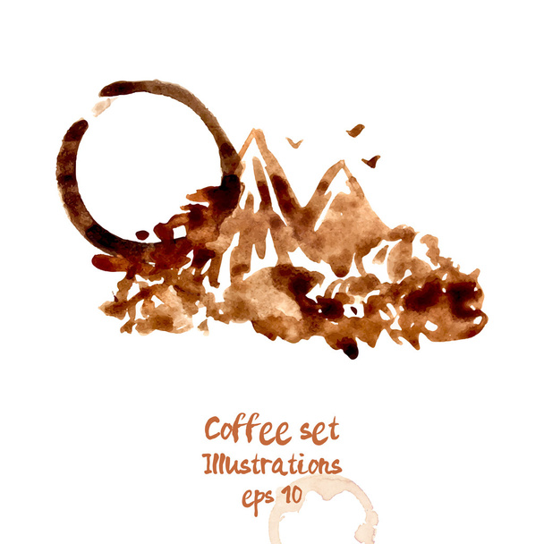 Akvarell kávé foltok - Vektor, kép