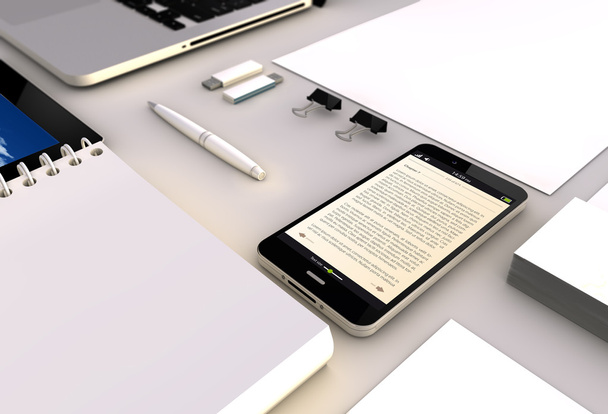 ibook üstünde belgili tanımlık perde ile Smartphone - Fotoğraf, Görsel