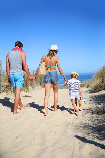 Familie zu Fuß zum Strand - Foto, Bild