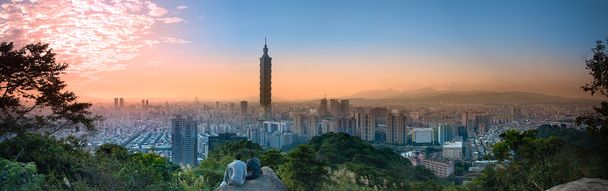 Full view sunset of Taipei city, Taiwan - Photo, Image