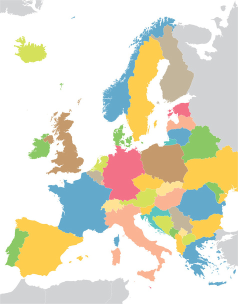 Europa mapa colorido
 - Vetor, Imagem