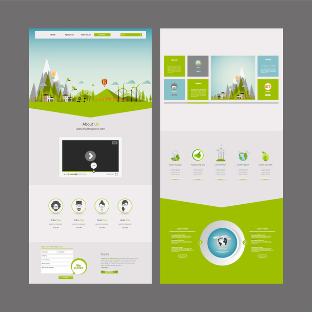 Eco Plantilla de diseño web de una página
 - Vector, Imagen