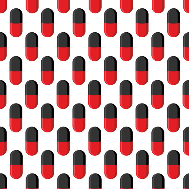Capsule medical seamless pattern. Pills vector background - Vector, Image