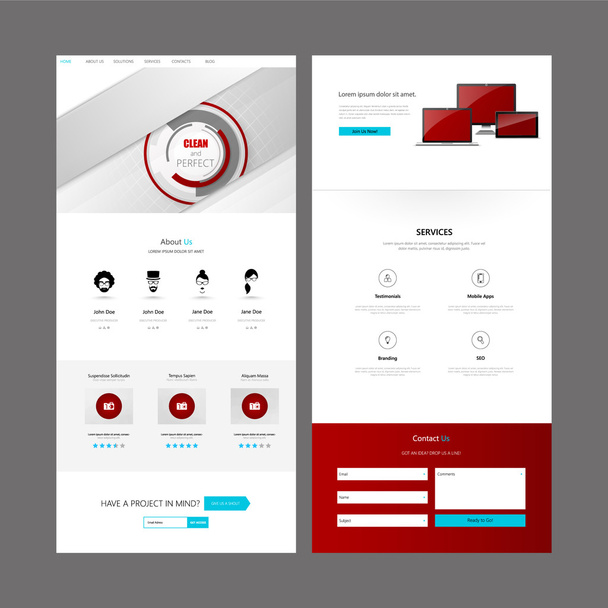Flat One page website design template. Vector Design - Vettoriali, immagini