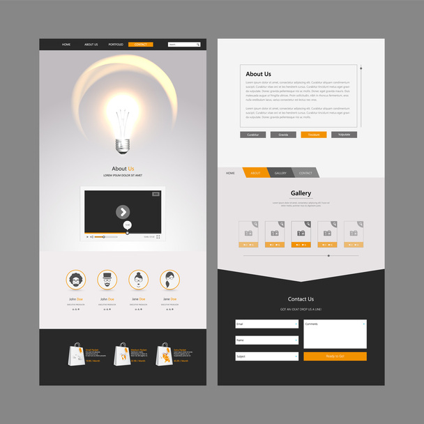 One Page Website Template and Header Designs - Vector, Image