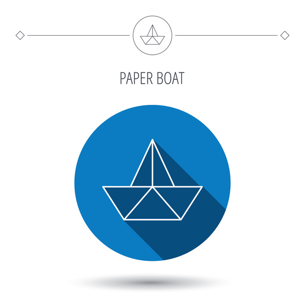 Paper boat icon. Origami ship sign. - Вектор,изображение