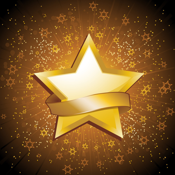 Gold celebration star and banner - Vector, Image