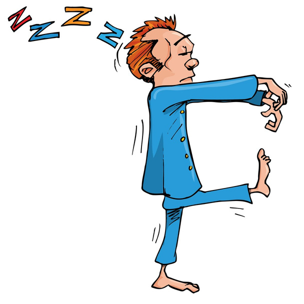 Cartoon-Schlafwandler mit vor gehaltenen Händen - Vektor, Bild
