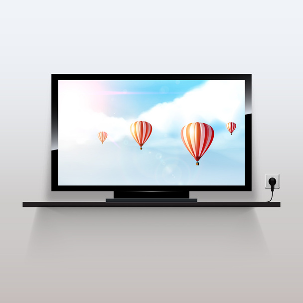 Vektorové lcd tv monitor s nádhernou fantasy pozadí, - Vektor, obrázek