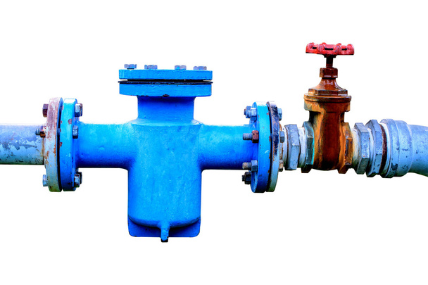 Chiller water pump with pressure gauge on white background - Photo, Image