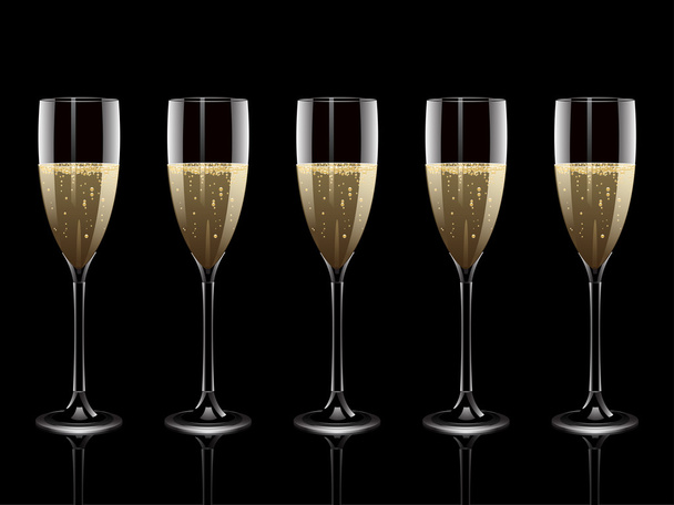 Reflected champagne flutes - Vector, Image
