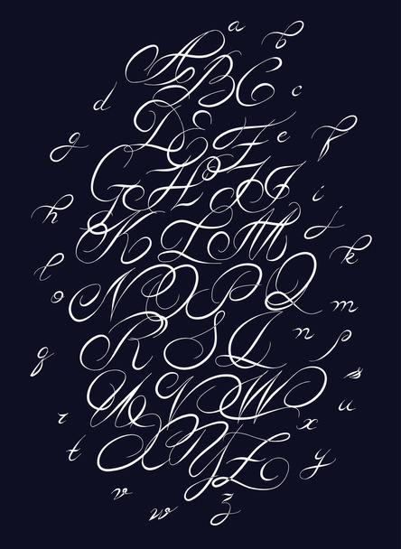  Kalligrafische alfabet. Ontwerpelementen  - Vector, afbeelding