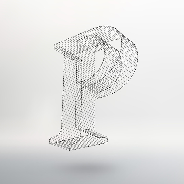 Ilustración vectorial de la letra sobre fondo blanco. Fuentes de Mesh poligonal. Alfabetos de contorno de marco de alambre
 - Vector, Imagen