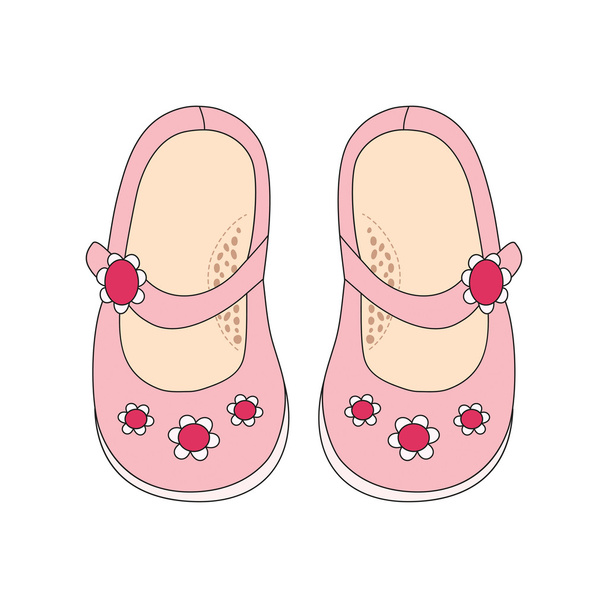 Ροζ παπούτσια για τα μικρά κορίτσια - Διάνυσμα, εικόνα