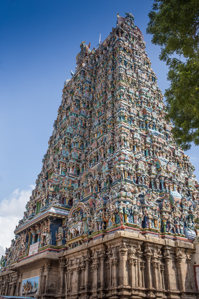 farbenfroher Turm des Meenakshi amman Tempels - Foto, Bild