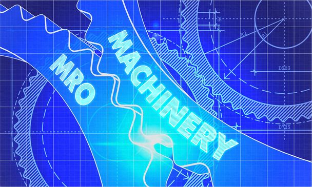 Machinery MRO on Blueprint of Cogs. - Zdjęcie, obraz