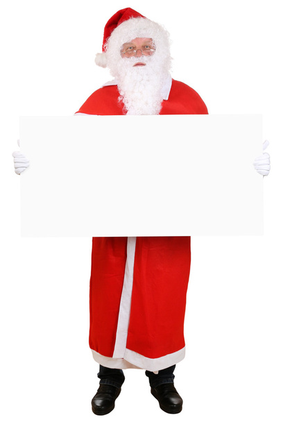 Santa Claus holding empty banner on Christmas isolated - Photo, Image