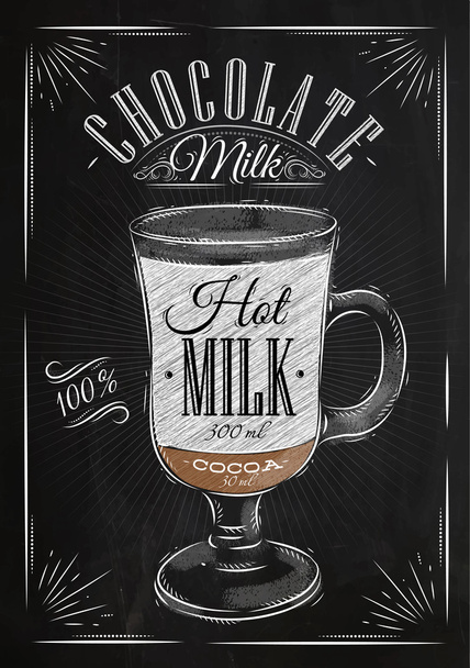 Poster chocolate milk chalk - Vector, Image