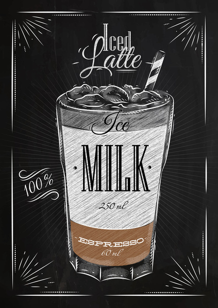 Poster iced latte chalk - Vector, Image