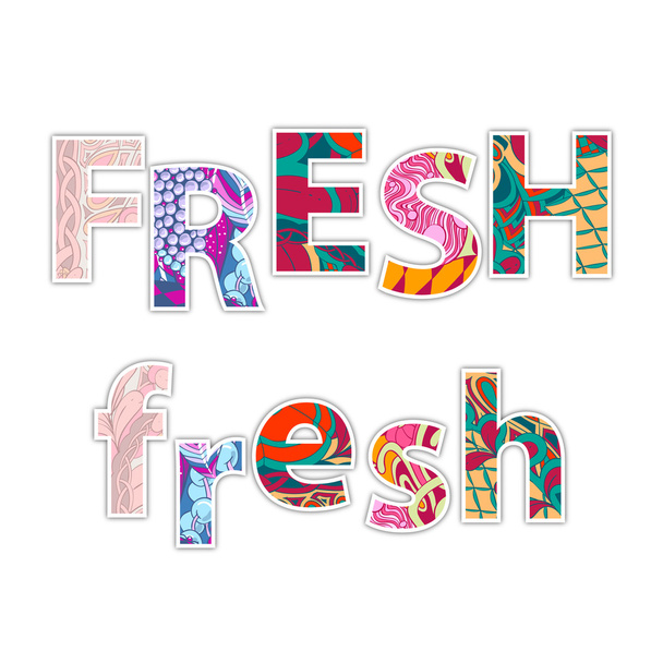 Декоративне яскраве слово FRESH на білому тлі
 - Вектор, зображення